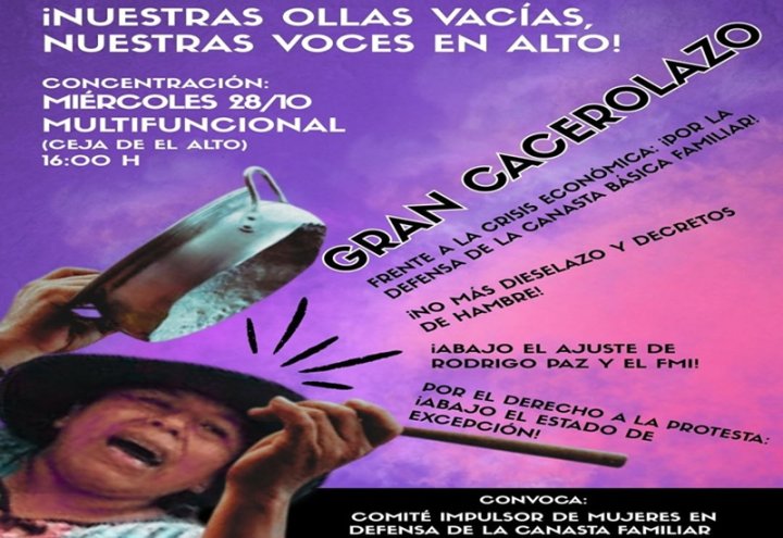 Convocatoria: Gran Concentración y Cacerolazo ¡Nuestra ollas vacías, Nuestra voz con indignación!